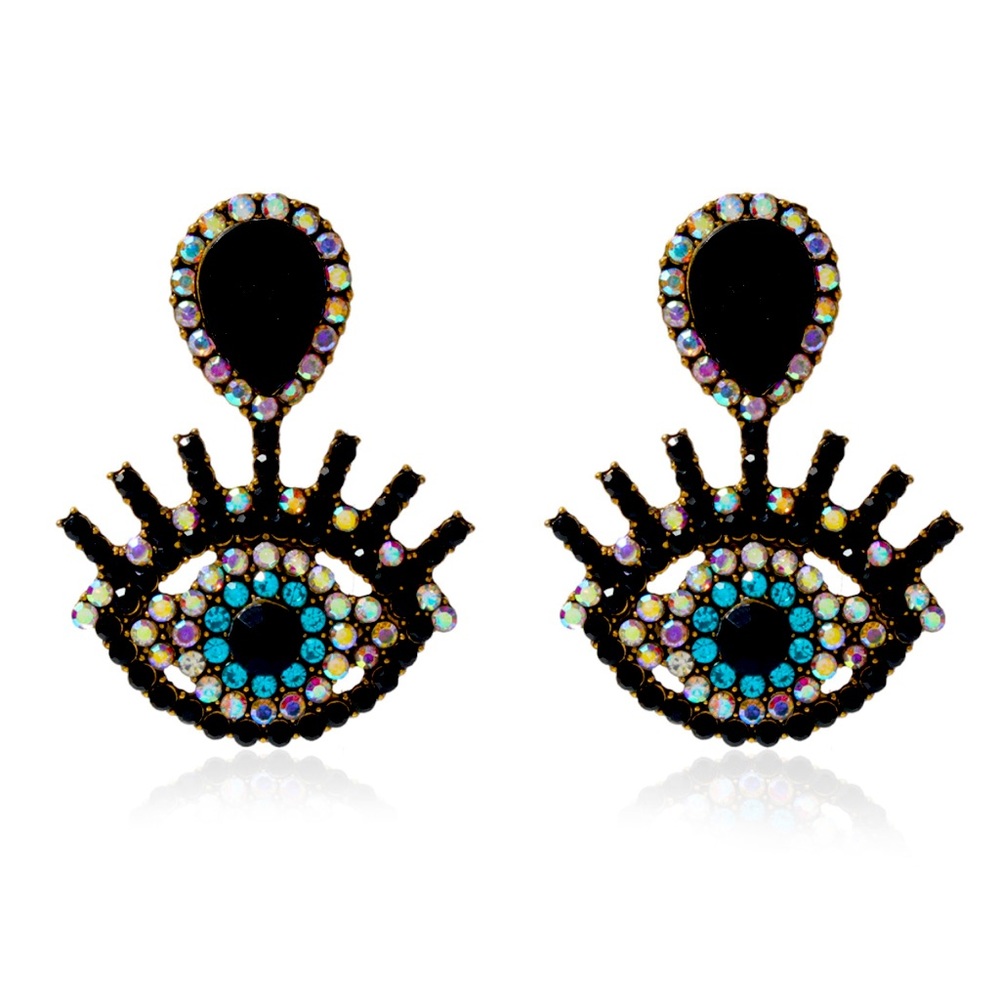 Black Evil Eye Statement Earrings
